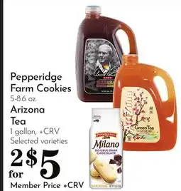 Pavilions Pepperidge Farm Cookies 5-8.6 oz. Arizona Tea 1 gallon offer