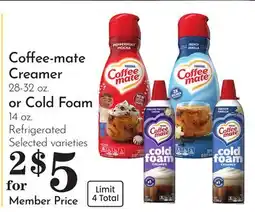 Pavilions Coffee-mate Creamer 28-32 oz. or Cold Foam 14 oz offer