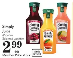 Pavilions Simply Juice offer