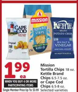 Albertsons Mission Tortilla Chips 18 oz. Kettle Brand Chips 6.5-7.5 oz. or Cape Cod Chips 6.5-8 oz offer