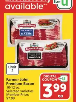 Albertsons Farmer John Premium Bacon offer