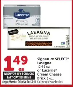 Albertsons Signature SELECT Lasagna 12-16 oz. or Lucerne Cream Cheese Brick 8 oz offer