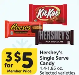 Albertsons Hershey's Single Serve Candy offer