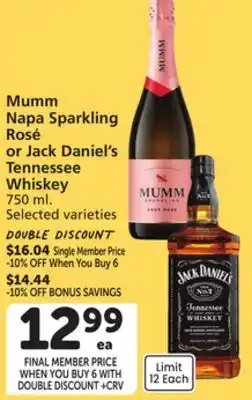 Albertsons Mumm Napa Sparkling Rosé or Jack Daniel's Tennessee Whiskey offer