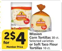 Albertsons Mission Corn Tortillas 30 ct. Selected varieties or Soft Taco Flour Tortillas 10 ct offer