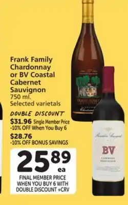 Albertsons Frank Family Chardonnay or BV Coastal Cabernet Sauvignon offer