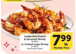 Albertsons Jumbo Raw Peeled & Deveined Shrimp 16-20 ct. or Cooked Large Shrimp 31-40 ct offer