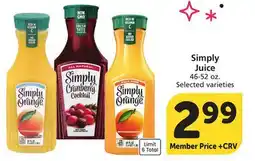 Albertsons Simply Juice offer