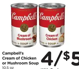 Ralphs Campbell's Cream of Chicken or Mushroom Soup offer
