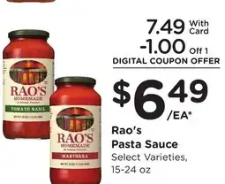 Ralphs Rao's Pasta Sauce offer
