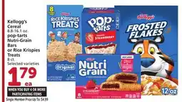 Vons Kellogg's Cereal 8.8-16.1 oz. pop-tarts Nutri-Grain Bars or Rice Krispies Treats 8 ct offer