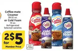 Vons Coffee-mate Creamer 28-32 oz. or Cold Foam 14 oz offer