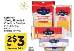 Vons Lucerne Sliced, Shredded, Chunk or Snacker Cuts Cheese offer