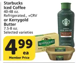 Vons Starbucks Iced Coffee 40-48 oz. Refrigerated., or Kerrygold Butter 7.5-8 oz offer