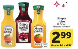 Vons Simply Juice offer