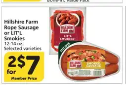 Vons Hillshire Farm Rope Sausage or LIT'L Smokies offer