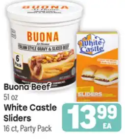 Tony’s Fresh Market Buona Beef 51oz White Castle Sliders 16 ct, Party Pack offer