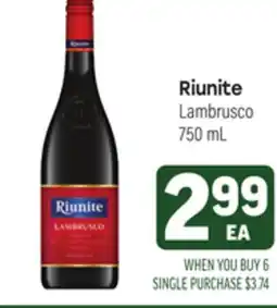 Tony’s Fresh Market Riunite Lambrusco offer