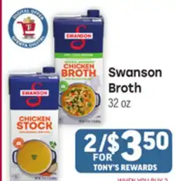 Tony’s Fresh Market Swanson Broth offer