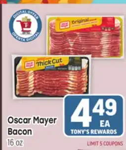 Tony’s Fresh Market Oscar Mayer Bacon offer