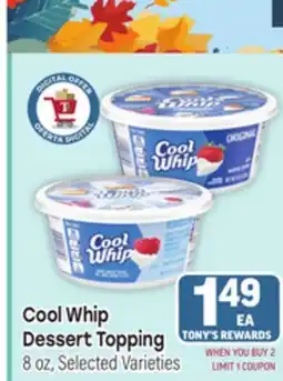 Tony’s Fresh Market Cool Whip Dessert Topping offer