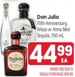Tony’s Fresh Market Don Julio 70th Anniversary, Añejo or Alma Miel Tequila offer