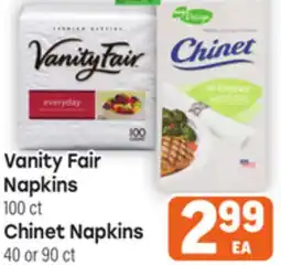 Tony’s Fresh Market Vanity Fair Napkins 100ct Chinet Napkins 40 or 90ct offer