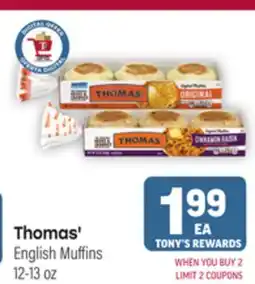 Tony’s Fresh Market Thomas' English Muffins offer