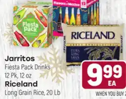 Tony’s Fresh Market Jarritos Fiesta Pack Drinks 12Pk, 12oz or Riceland Long Grain Rice, 20Lb offer