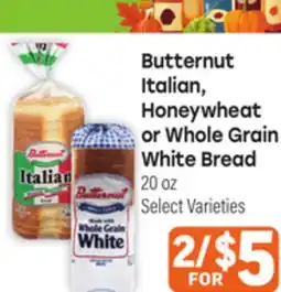 Tony’s Fresh Market Butternut Italian, Honeywheat or Whole Grain White Bread offer
