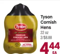 Tony’s Fresh Market Tyson Cornish Hens offer