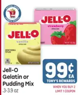 Tony’s Fresh Market Jell-O Gelatin or Pudding Mix offer