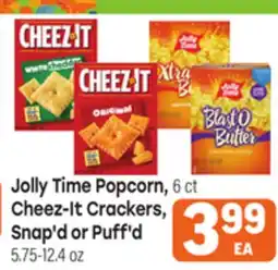 Tony’s Fresh Market Jolly Time Popcorn, 6 ct. Cheez-It Crackers, Snap'd or Puff'd 5.75-12.4 oz offer