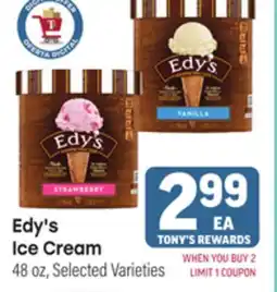 Tony’s Fresh Market Edy's Ice Cream offer