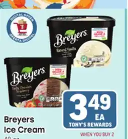 Tony’s Fresh Market Breyers Ice Cream offer