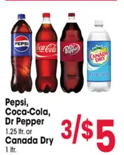 Jewel-Osco Pepsi, Coca-Cola, Dr Pepper 1.25 ltr. or Canada Dry 1 ltr offer