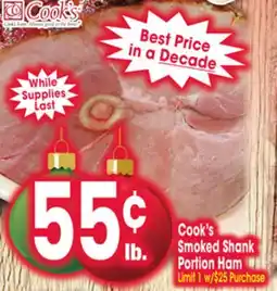 Jewel-Osco Cook's Smoked Shank Portion Ham offer