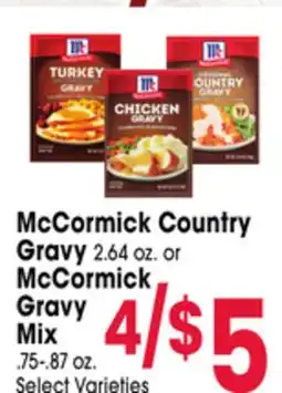 Jewel-Osco McCormick Country Gravy 2.64 oz. or McCormick Gravy Mix .75 -.87 oz offer