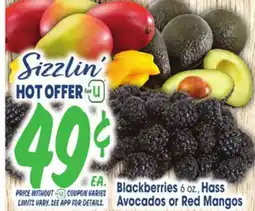 Jewel-Osco Blackberries 6 oz., Hass Avocados or Red Mangos offer