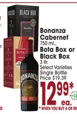Jewel-Osco Bonanza Cabernet 750 ml., Bota Box or Black Box 3 ltr offer