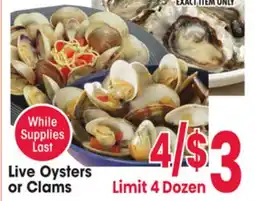 Jewel-Osco Live Oysters or Clams offer