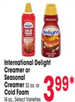 Jewel-Osco International Delight Creamer or Seasonal Creamer 32 oz. or Cold Foam 14 oz offer