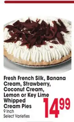 Jewel-Osco Fresh French Silk, Banana Cream, Strawberry, Coconut Cream, Lemon or Key Lime Whipped Cream Pies offer