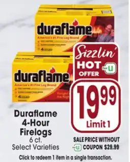 Jewel-Osco Duraflame 4-Hour Firelogs offer