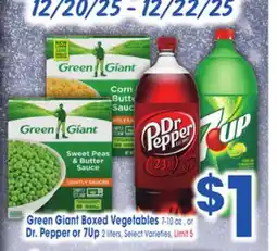 Jewel-Osco Green Giant Boxed Vegetables 7-10 oz. Dr. Pepper or 7Up 2 liters offer