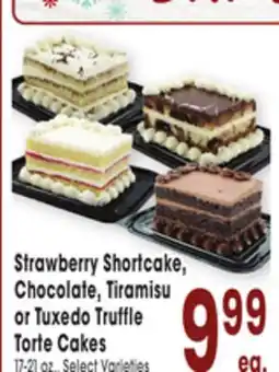 Jewel-Osco Strawberry Shortcake, Chocolate, Tiramisu or Tuxedo Truffle Torte Cakes offer