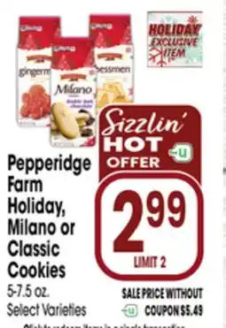 Jewel-Osco Pepperidge Farm Holiday, Milano or Classic Cookies offer