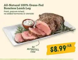 Sprouts Farmers Market All-Natural 100% Grass-Fed Boneless Lamb Leg offer