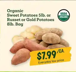 Sprouts Farmers Market Organic Sweet Potatoes 5lb. or Russet or Gold Potatoes 8lb. Bag offer