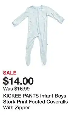 Marshalls KICKEE PANTS Infant Boys Stork Print Footed Coveralls With Zipper offer